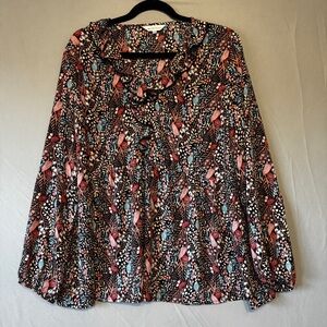 Northern Reflections Womens Size XXL Floral Ruffle Blouse Office Career Work